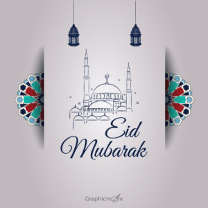 Beautiful and Elegant Eid Mubarak Greeting Banner Template free download in the vector format