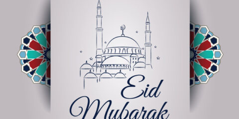 Beautiful and Elegant Eid Mubarak Greeting Banner Template free download in the vector format