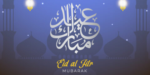 Eid-ul-Fitr Mubarak Greeting Card in the vector free download