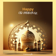 Happy Eid Mubarak Greeting Banner free download in the PSD formats