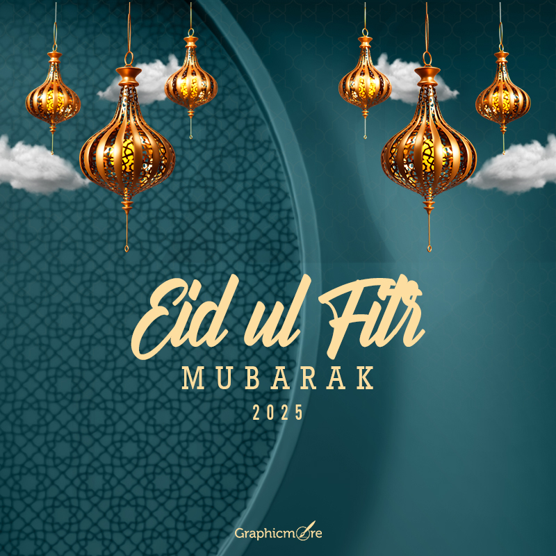 Amazing Eid-ul-Fitr 2025 Mubarak Template Design free download in the PSD format