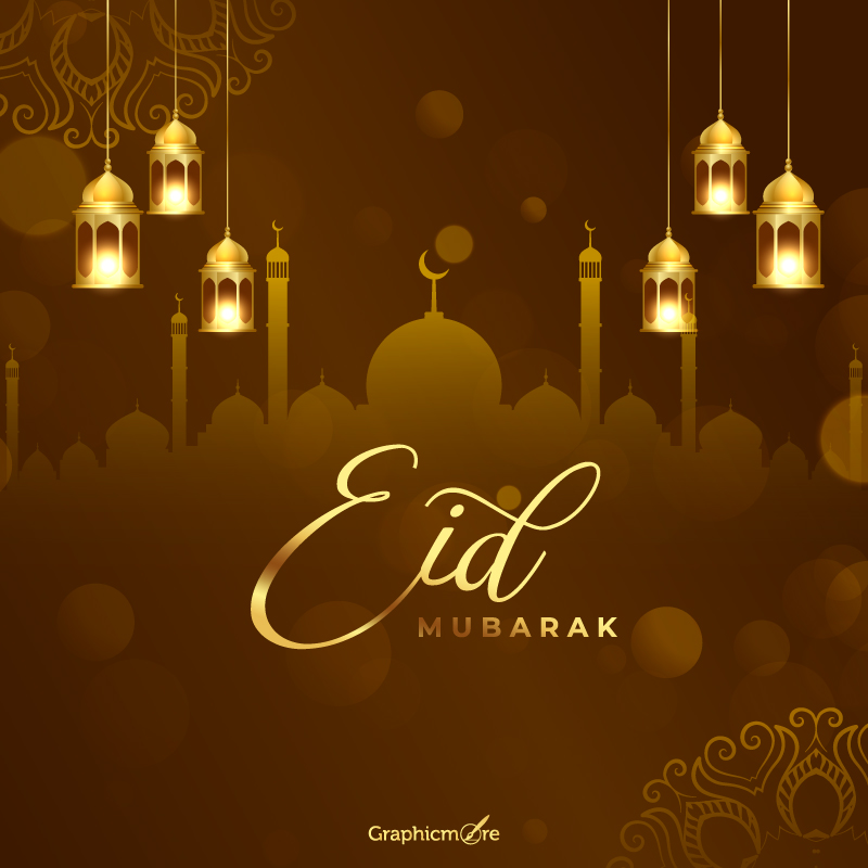 Best Greeting of Eid Mubarak Template Design free download in vector formats