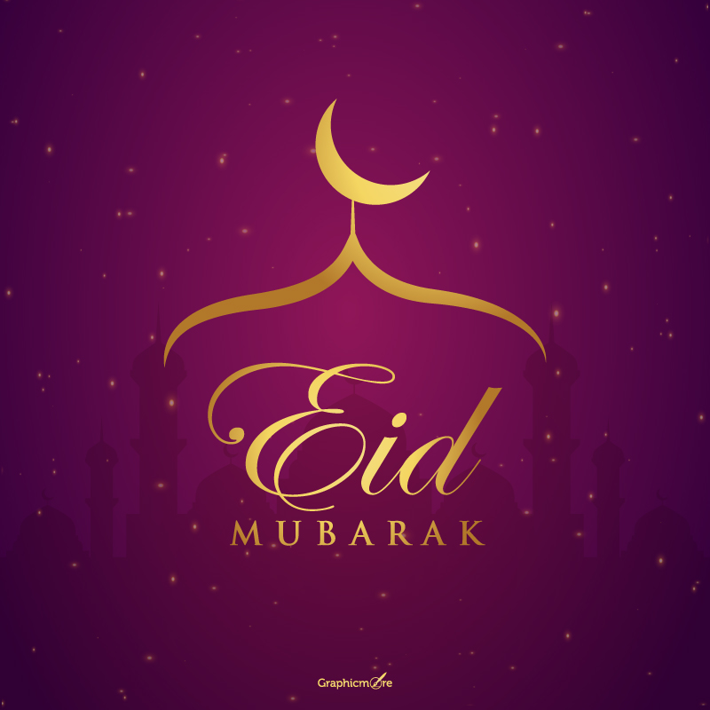 Elegant Free Eid Mubarak Greeting Template Design download in vector formats