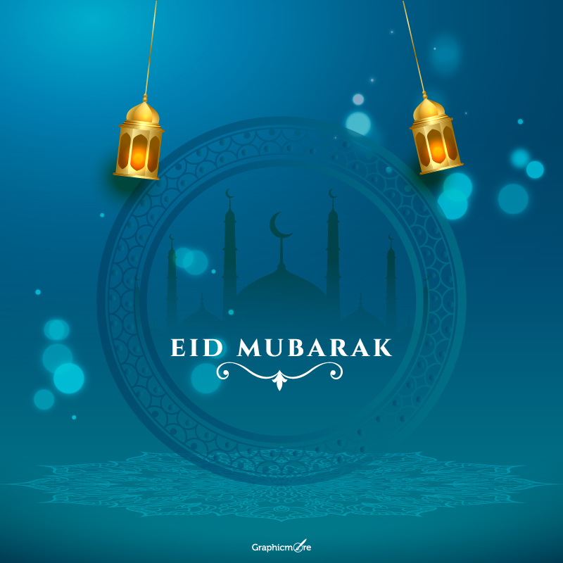 Free Download Eid Mubarak Greeting Template Design in vector formats
