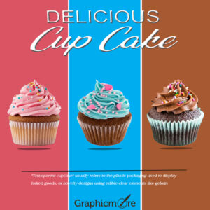 Bakery shops template cupcake poster flat design for website marketing