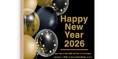 Colorful Happy New Year 2026 Banner with Fireworks