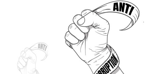 International Anti Corruption Day with design of one hands