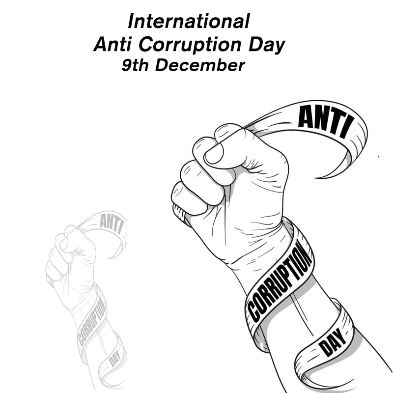 International Anti Corruption Day with design of one hands