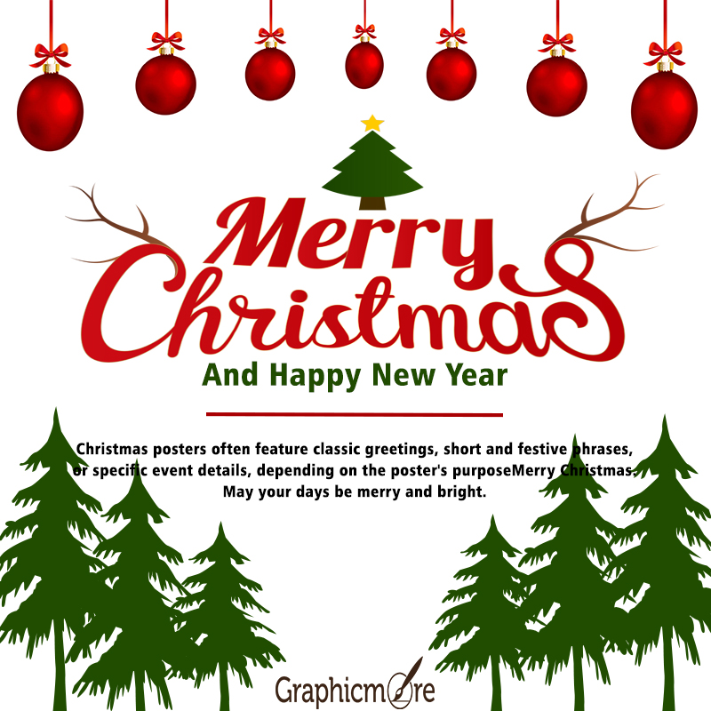 Merry Christmas Poster Vector Art Icons and Graphics for Free Download