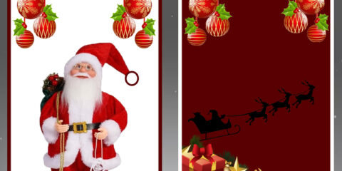 Merry Christmas and happy New Year poster with Santa Claus