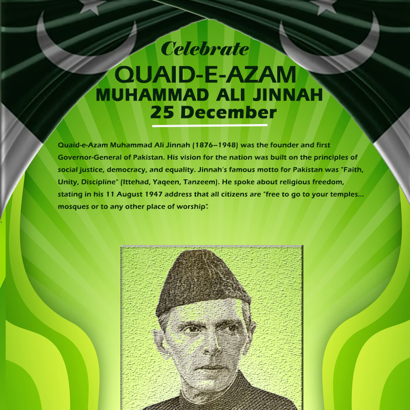 Quaid e Azam Day 25 December Vector Design
