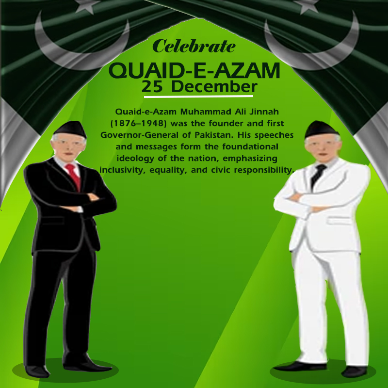 Quaid e azam day 25 december muhammad ali jinnah birthday vector template