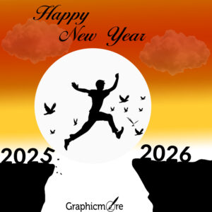 Silhouette Of Man And Woman Jumping Over A Cliff With 2025 Year To 2026 Year Concept For Success