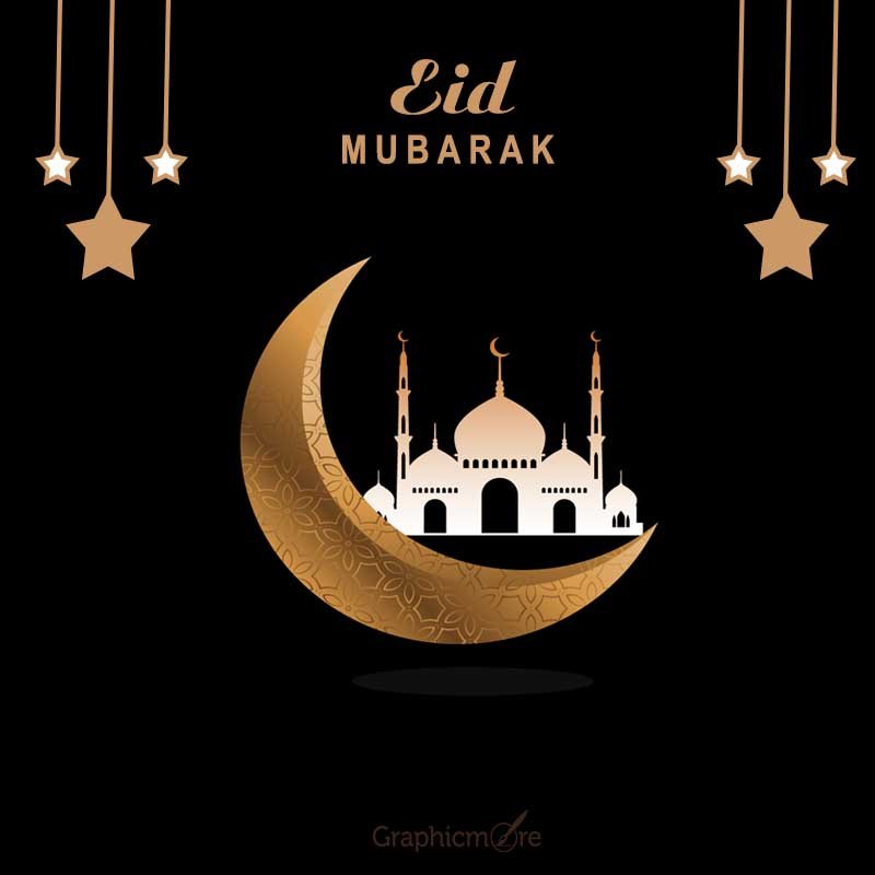 Beautiful Eid Mubarak Banner Template free download in the vector format