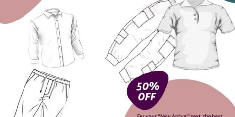 Fashion poster design with jacket jeans Free Vector