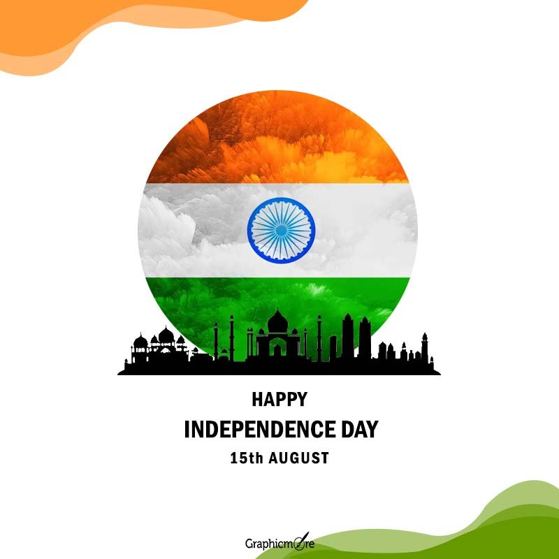 15th August Happy independence day free download in vector format